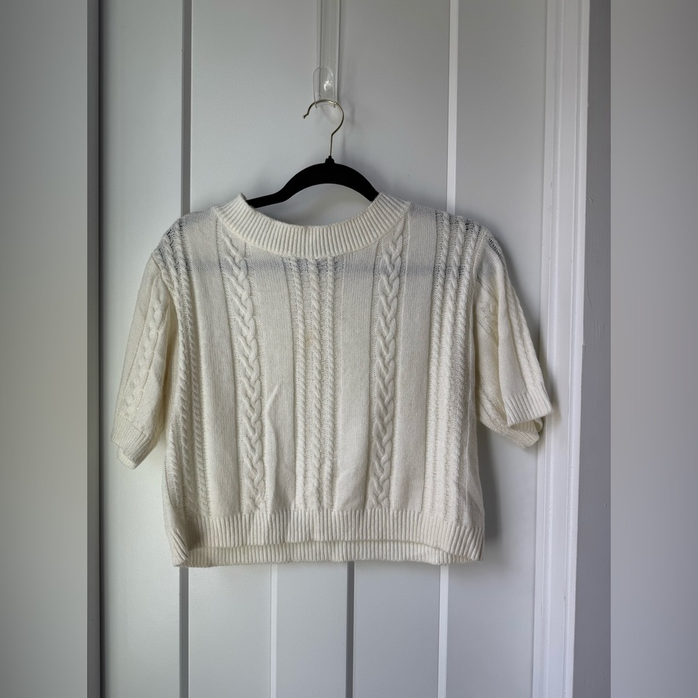 SHEIN Cream Cable Knit Sweater